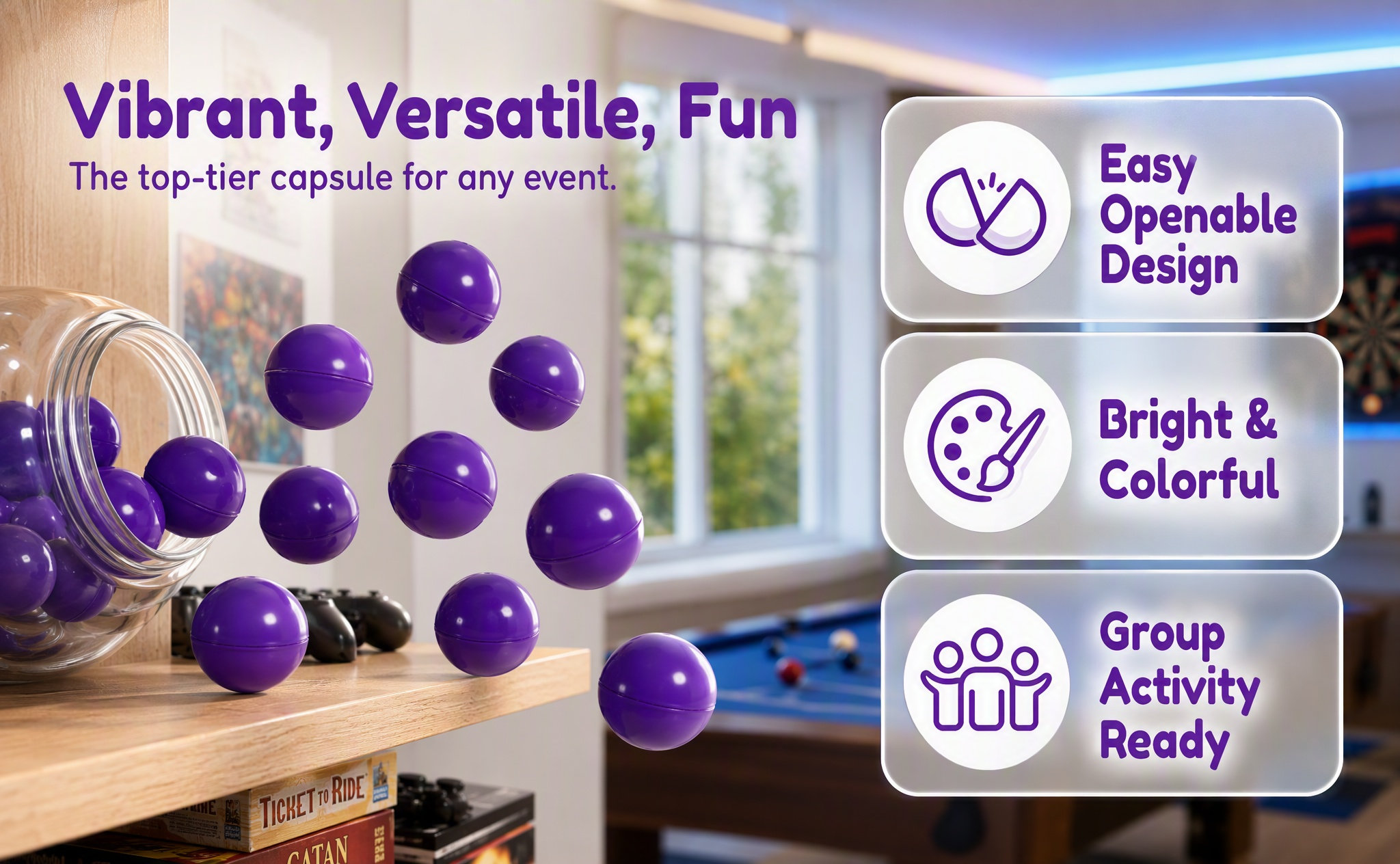 Party Games Bingo - 20 palline da lotteria, in plastica,